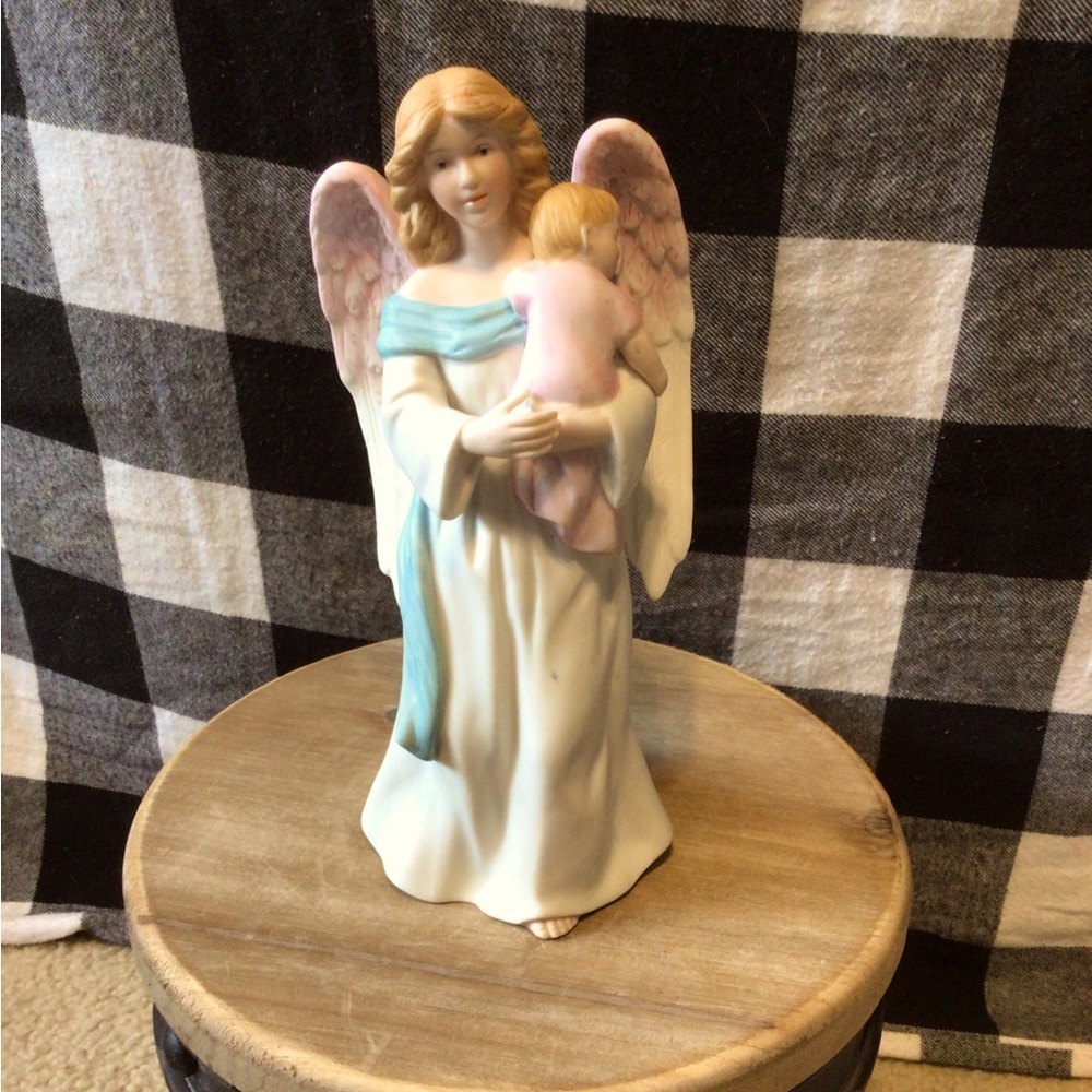 Vintage Homco Guardian Angel & Child Baby Porcelain Figurine 1434 7.5 In